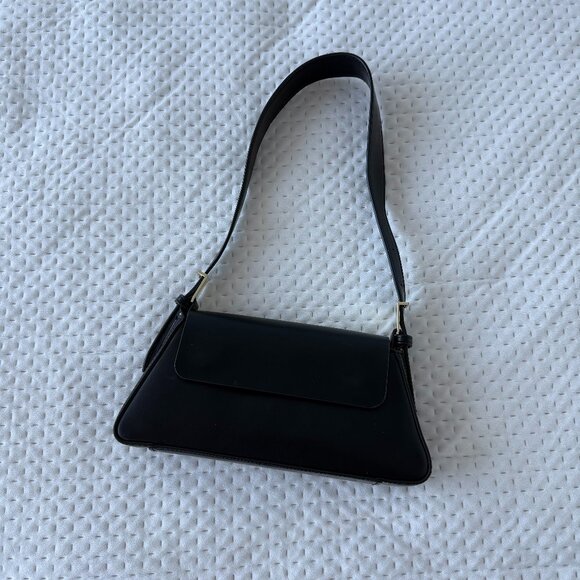 ZARA BAGUETTE MINI BLACK FLAP BAG - Picture 1 of 6